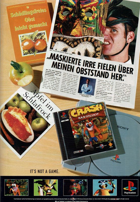 Crash Bandicoot Magazine Advertisement (Magazine Advertisements): PC Player (Germany), Issue 12/1996