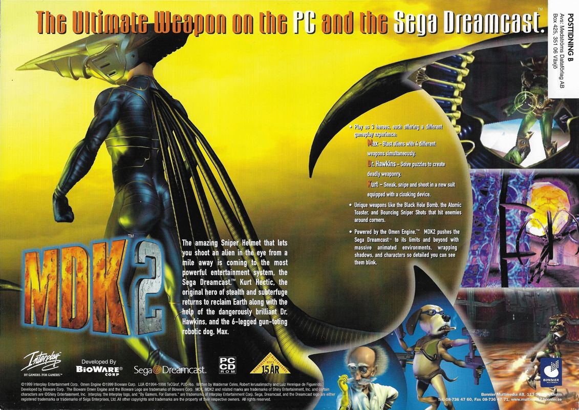MDK 2 Magazine Advertisement (Magazine Advertisements): PC Gamer (Sweden), Issue 40 (April 2000)