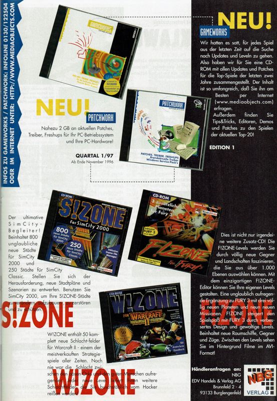 S!Zone Magazine Advertisement (Magazine Advertisements): PC Player (Germany), Issue 12/1996