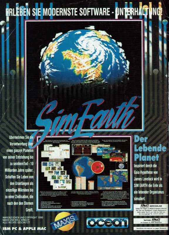 SimEarth: The Living Planet Magazine Advertisement (Magazine Advertisements):<br> Power Play (Germany), Issue 05/1991