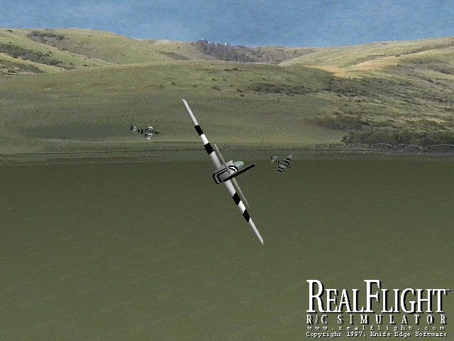 Real Flight R/C Simulator Deluxe Screenshot (Official website - Direct3D PhotoField™ Graphics): Three Mustangs at Pendleton