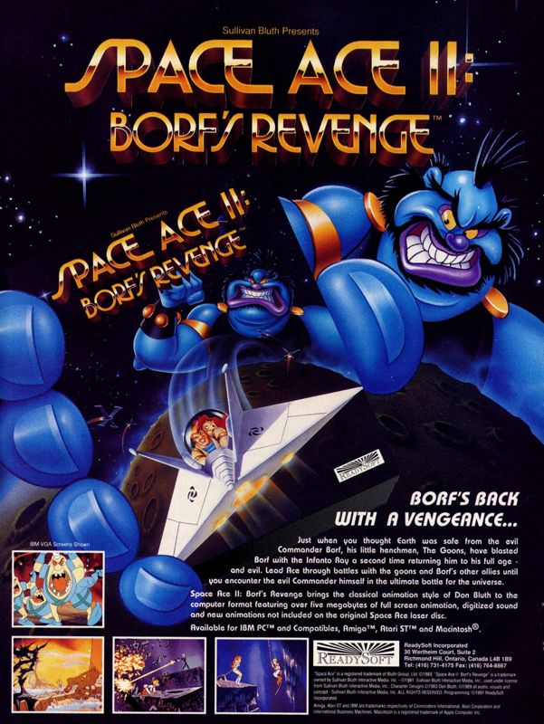 Space Ace II: Borf's Revenge Magazine Advertisement (Magazine Advertisements): Computer Gaming World (United States) Issue 89 (December 1991)