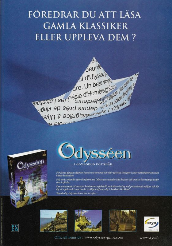 Odyssey: The Search for Ulysses Magazine Advertisement (Magazine Advertisements): PC Gamer (Sweden), Issue 43 (July 2000)