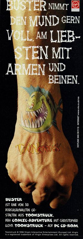 Toonstruck Magazine Advertisement (Magazine Advertisements): PC Player (Germany), Issue 01/1997 Part 2