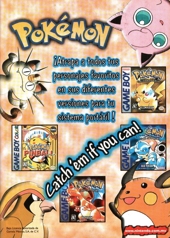 Pokémon Blue Version Magazine Advertisement (Magazine Advertisements): Club Nintendo (Editorial Televisa, Mexico), Issue 98 (Year #9, No. 1 - January 2000)
