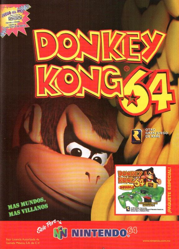 Donkey Kong 64 Magazine Advertisement (Magazine Advertisements): Club Nintendo (Editorial Televisa, Mexico), Issue 98 (Year #9, No. 1 - January 2000)
