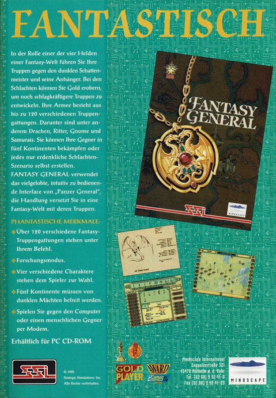 Fantasy General Magazine Advertisement (Magazine Advertisements): PC Player (Germany), Special Issue "Die besten Strategiespiele" (1997)