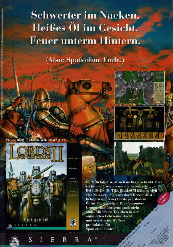 Lords of the Realm II Magazine Advertisement (Magazine Advertisements): PC Player (Germany), Special Issue "Die besten Strategiespiele" (1997)