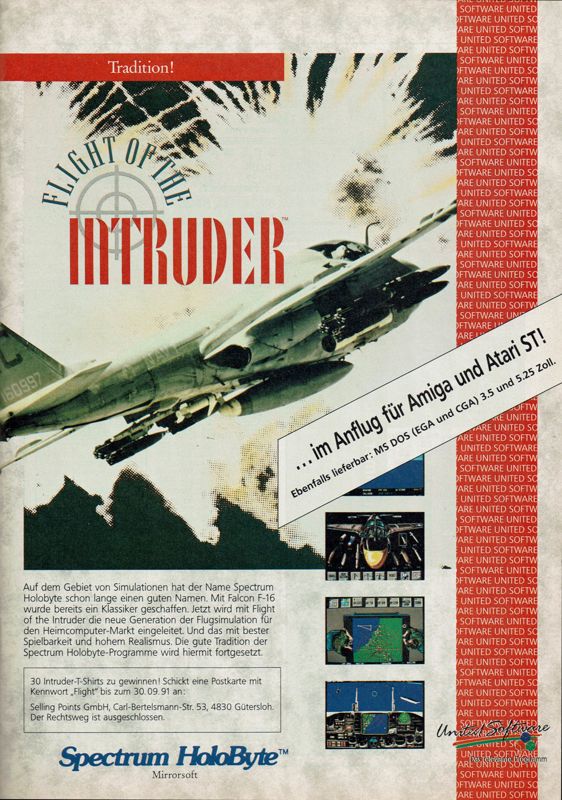 Flight of the Intruder Magazine Advertisement (Magazine Advertisements): Power Play (Germany), Issue 08/1991