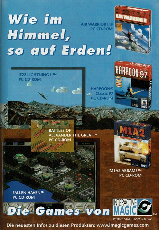 F-22 Lightning II Magazine Advertisement (Magazine Advertisements): PC Player (Germany), Issue 01/1997