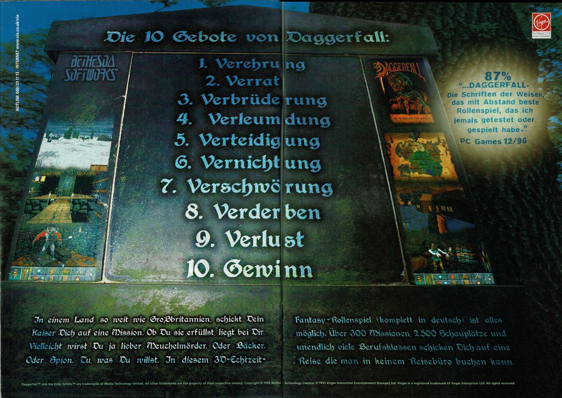 The Elder Scrolls: Chapter II - Daggerfall Magazine Advertisement (Magazine Advertisements): PC Player (Germany), Issue 02/1997