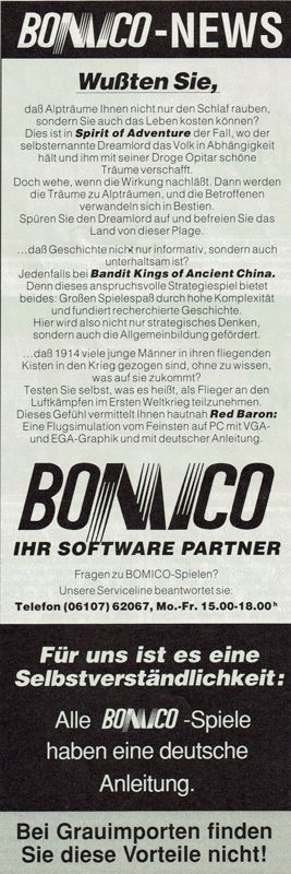 Red Baron Magazine Advertisement (Magazine Advertisements): Power Play (Germany), Issue 09/1991
