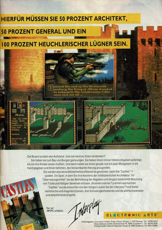 Castles Magazine Advertisement (Magazine Advertisements): Power Play (Germany), Issue 09/1991
