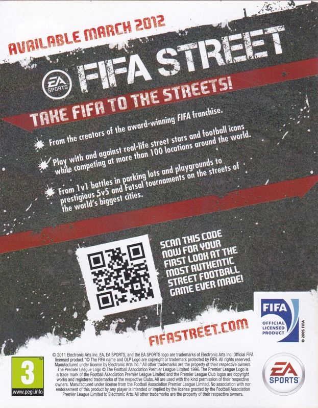 FIFA Street Other (Keep Case Advertisement): Inside the keep case of the PS3 version of FIFA 12