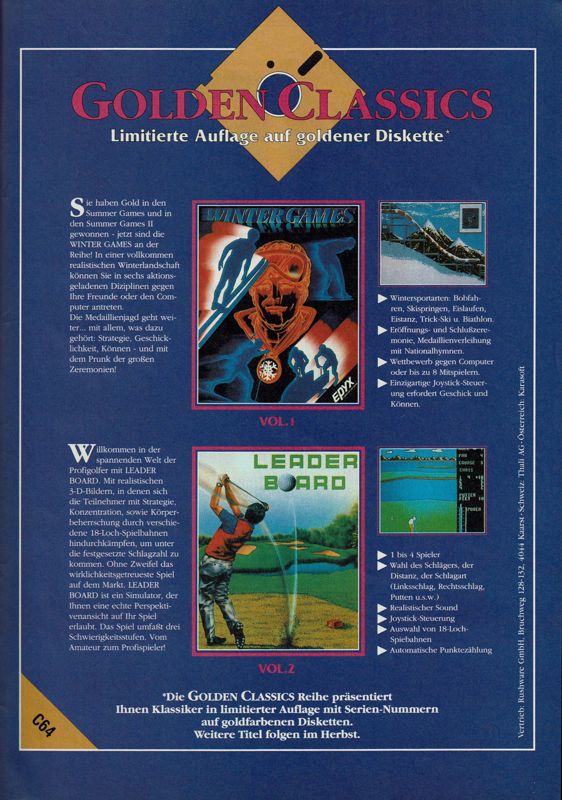 Winter Games Magazine Advertisement (Magazine Advertisements): Power Play (Germany), Issue 10/1991