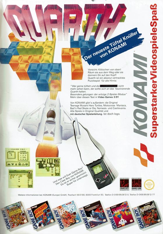 Quarth Magazine Advertisement (Magazine Advertisements): Power Play (Germany), Issue 10/1991