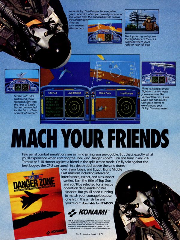 Top Gun: Danger Zone Magazine Advertisement (Magazine Advertisements): Computer Gaming World (United States) Issue 90 (January 1992)