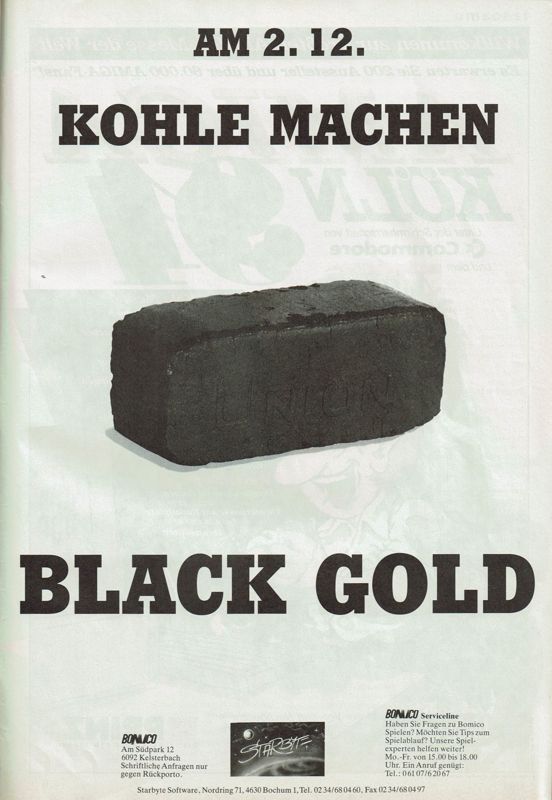 Black Gold Magazine Advertisement (Magazine Advertisements): Power Play (Germany), Issue 11/1991