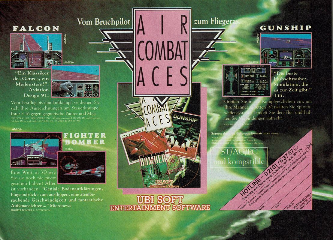 Air Combat Aces Magazine Advertisement (Magazine Advertisements): Power Play (Germany), Issue 11/1991