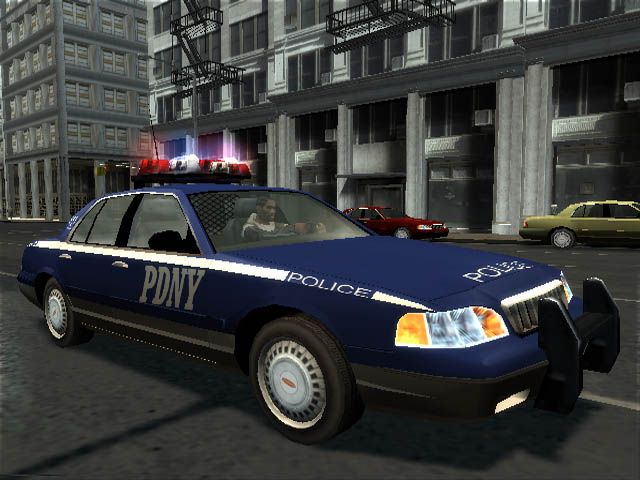 True Crime: New York City Screenshot (Activision 2005 Press Kit CD): Marcus in cop car #2