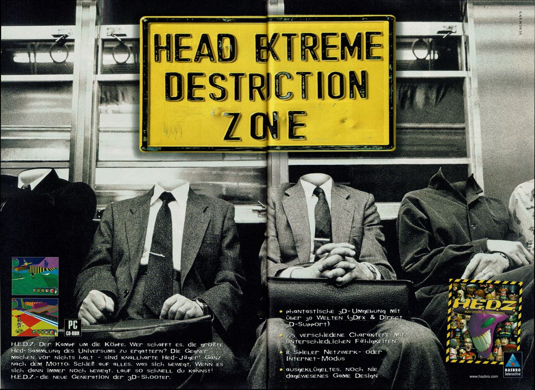 H.E.D.Z.: Head Extreme Destruction Zone Magazine Advertisement (Magazine Advertisements): PC Player (Germany), Issue 12/1997