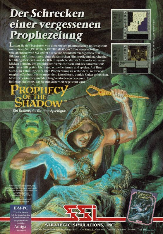 Prophecy of the Shadow Magazine Advertisement (Magazine Advertisements): Power Play (Germany), Issue 09/1992