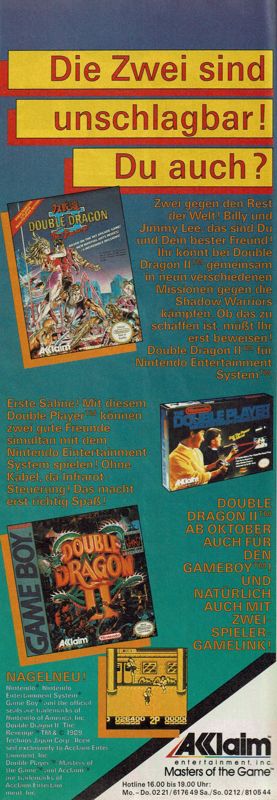 Double Dragon II: The Revenge Magazine Advertisement (Magazine Advertisements): Power Play (Germany), Issue 03/1992