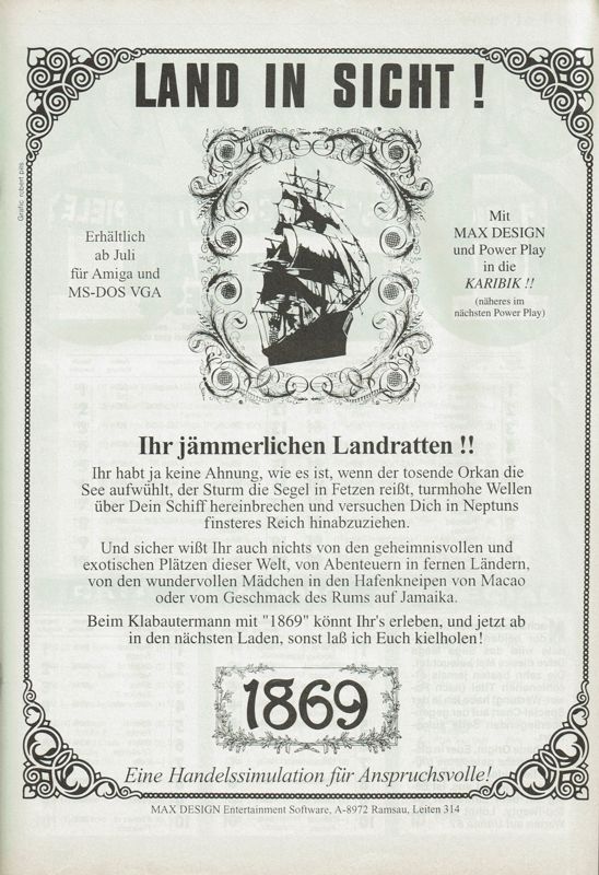 1869 Magazine Advertisement (Magazine Advertisements): Power Play (Germany), Issue 07/1992