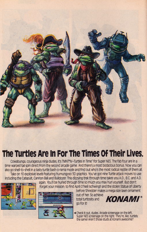 Teenage Mutant Ninja Turtles: Turtles in Time Magazine Advertisement (Magazine Advertisements): The Incredible Hulk (Marvel Comics, United States) Issue #398 (October 1992) Page 6