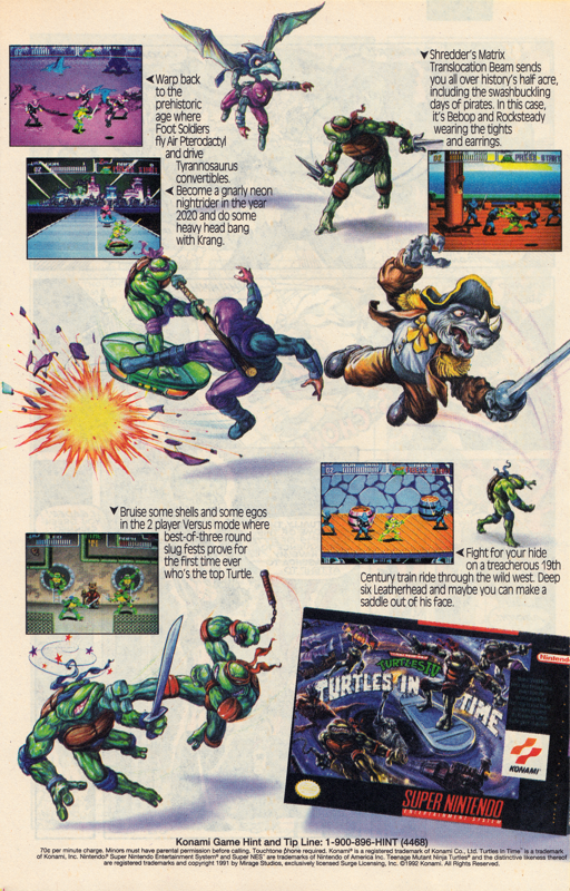 Teenage Mutant Ninja Turtles: Turtles in Time Magazine Advertisement (Magazine Advertisements): The Incredible Hulk (Marvel Comics, United States) Issue #398 (October 1992) Page 7