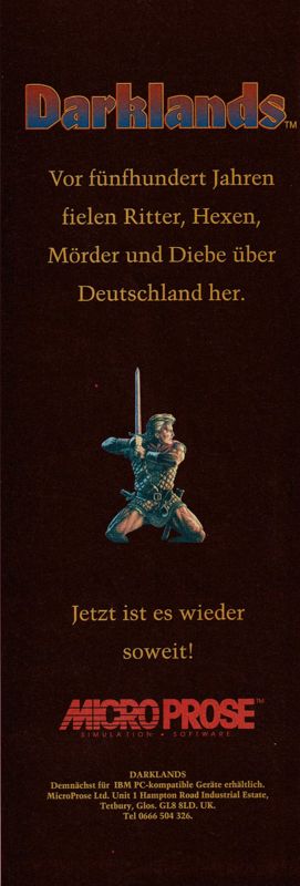 Darklands Magazine Advertisement (Magazine Advertisements): Power Play (Germany), Issue 08/1992