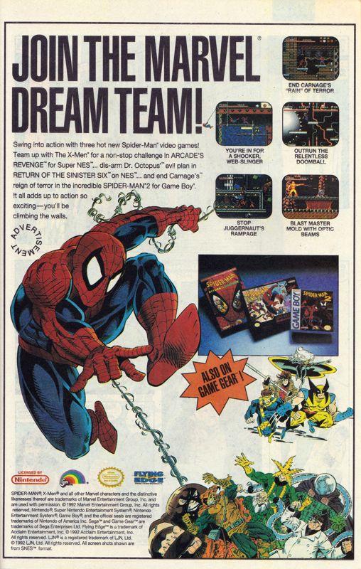 Spider-Man: Return of the Sinister Six Magazine Advertisement (Magazine Advertisements): The Incredible Hulk (Marvel Comics, United States) Issue #400 (December 1992) Page 5