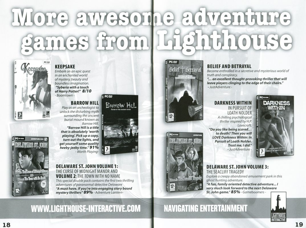 Darkness Within: In Pursuit of Loath Nolder Manual Advertisement (Game Manual Advertisements): Undercover: Operation Wintersun (UK PC release) Page 19