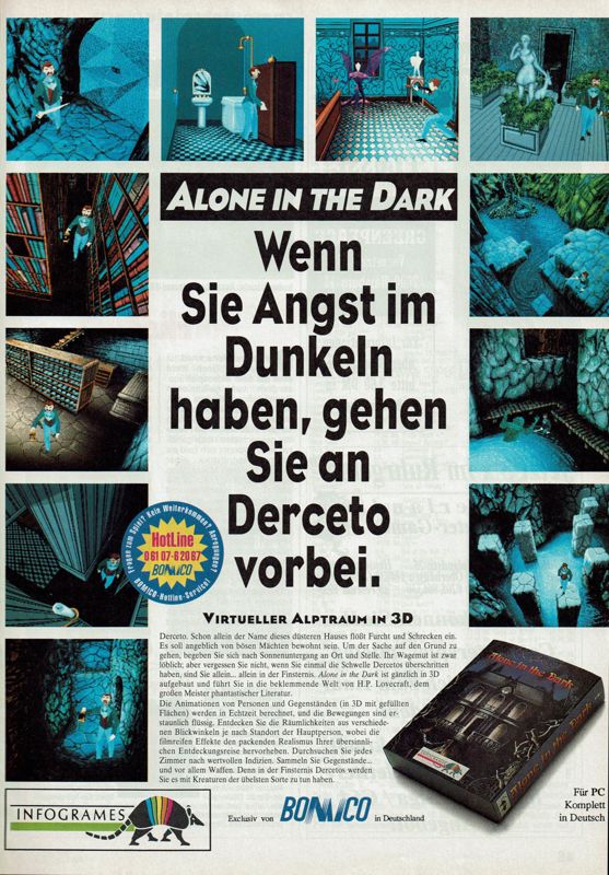 Alone in the Dark Magazine Advertisement (Magazine Advertisements): Power Play (Germany), Issue 04/1993