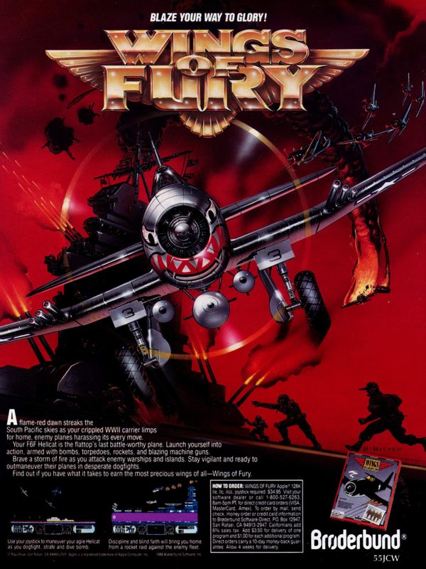 Wings of Fury Magazine Advertisement (Magazine Advertisements): Computer Gaming World (US), Number 47 (May 1988)