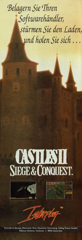 Castles II: Siege & Conquest Magazine Advertisement (Magazine Advertisements): Power Play (Germany), Issue 03/1993