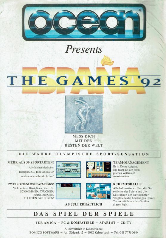 The Games '92 - España Magazine Advertisement (Magazine Advertisements): Power Play (Germany), Issue 08/1992