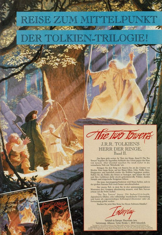 J.R.R. Tolkien's The Lord of the Rings, Vol. II: The Two Towers Magazine Advertisement (Magazine Advertisements): Power Play (Germany), Issue 08/1992