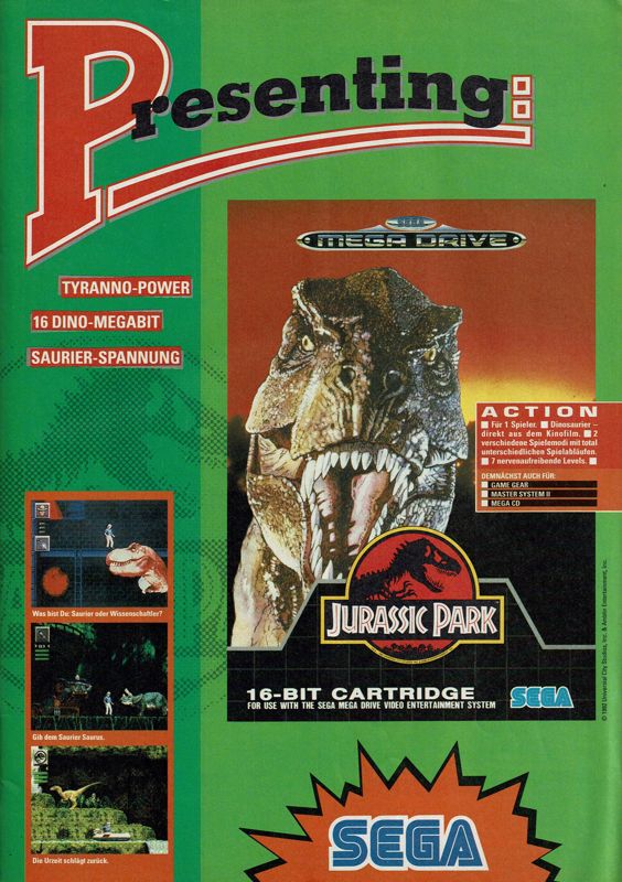 Jurassic Park Magazine Advertisement (Magazine Advertisements): Power Play (Germany), Issue 09/1993