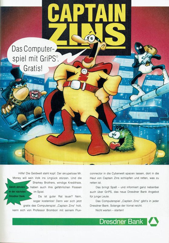 Captain Zins Magazine Advertisement (Magazine Advertisements): PC Player (Germany), Issue 11/1994