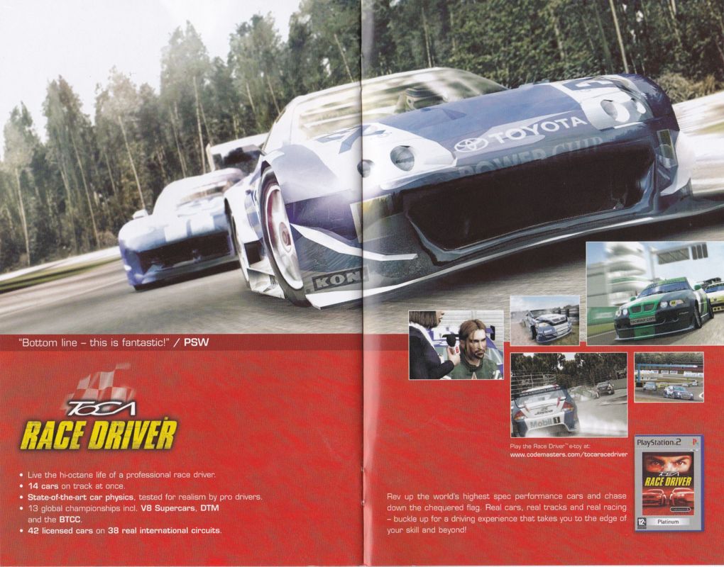 Pro Race Driver Catalogue (Catalogue Advertisements): Codemasters Showcase Catalogue included with the PS2 game Liverpool FC Club Football 2003/2004 Season