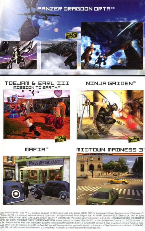 Ninja Gaiden Catalogue (Catalogue Advertisements): Xbox Catalogue (X08-69441-03) Product Page