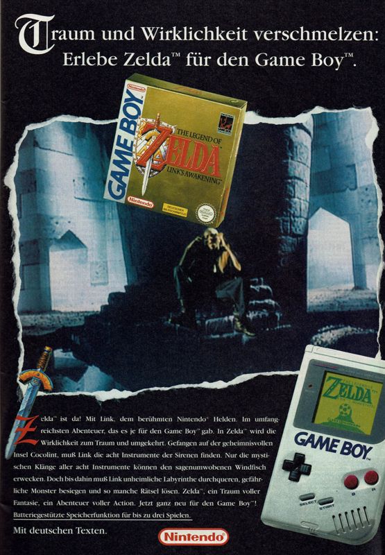 The Legend of Zelda: Link's Awakening Magazine Advertisement (Magazine Advertisements): Power Play (Germany), Issue 11/1993