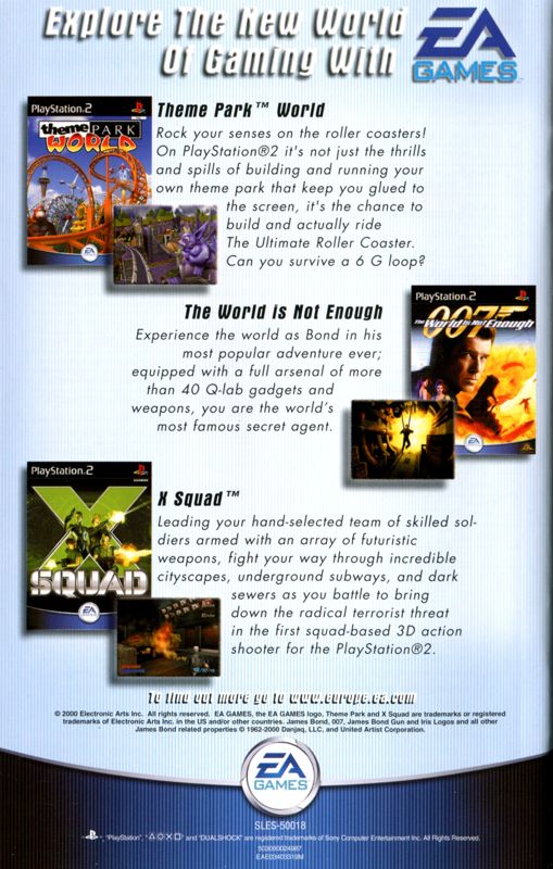 Sim Theme Park Manual Advertisement (Game Manual Advertisements): Kessen (UK), PS2 release (manual back)