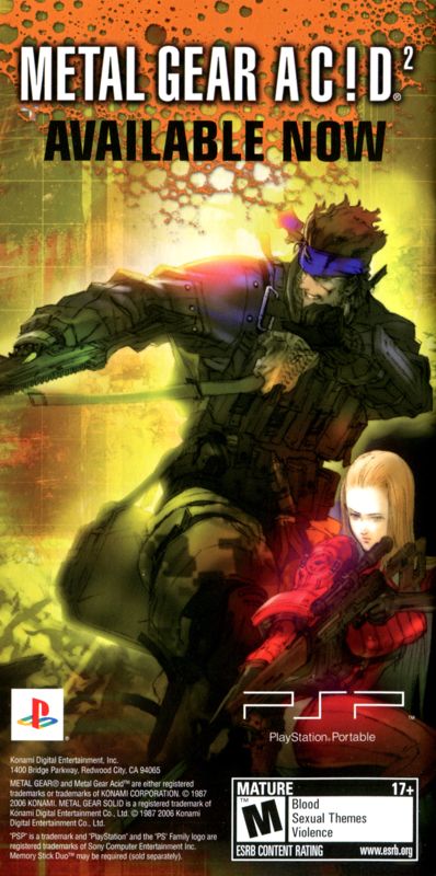 Metal Gear Ac!d² Manual Advertisement (Game Manual Advertisements): Metal Gear Solid: Digital Graphic Novel (US), PSP release (manual back)