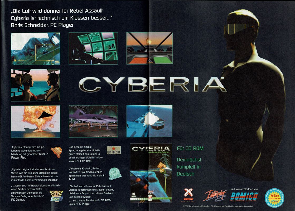 Cyberia Magazine Advertisement (Magazine Advertisements): PC Player (Germany), Issue 03/1995