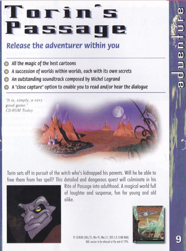Torin's Passage Catalogue (Catalogue Advertisements): Sierra games catalogue 1996/7
