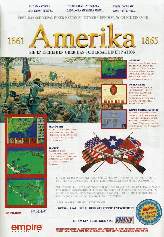 The Civil War Magazine Advertisement (Magazine Advertisements): PC Player (Germany), Issue 06/1995