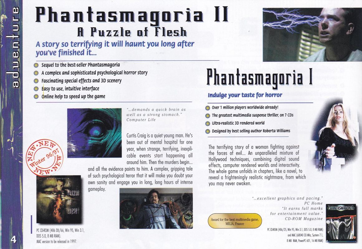 Phantasmagoria: A Puzzle of Flesh Catalogue (Catalogue Advertisements): Sierra games catalogue 1996/7
