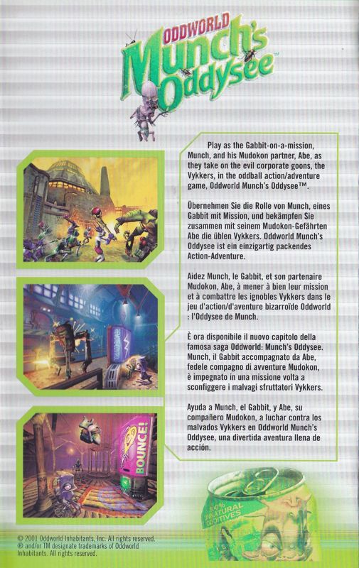 Oddworld: Munch's Oddysee Catalogue (Catalogue Advertisements): Foldout catalogue was found in the keep case of the UK release of Fusion Frenzy for Xbox